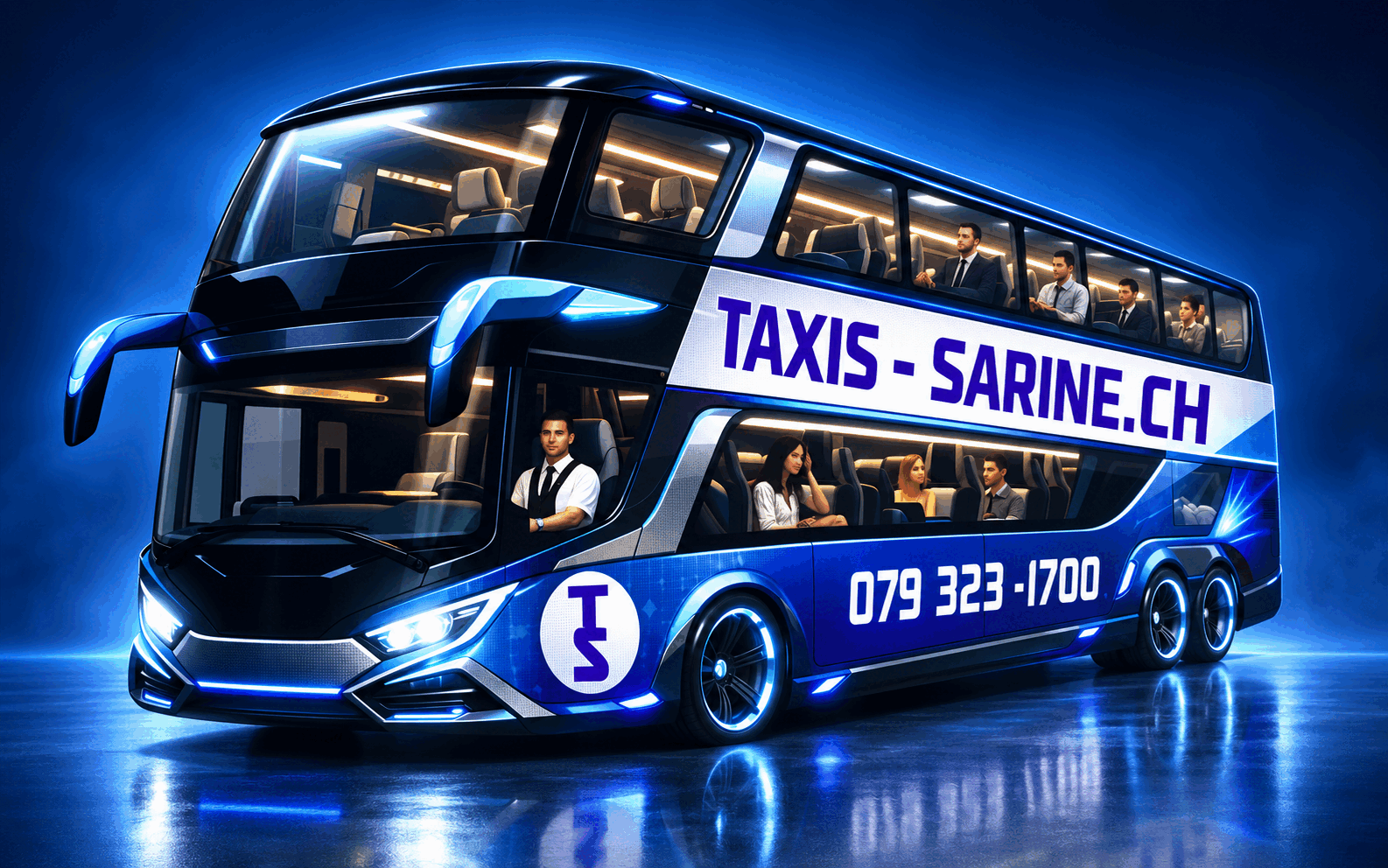 Car futuriste TAXIS-SARINE.CH pour transport de groupes