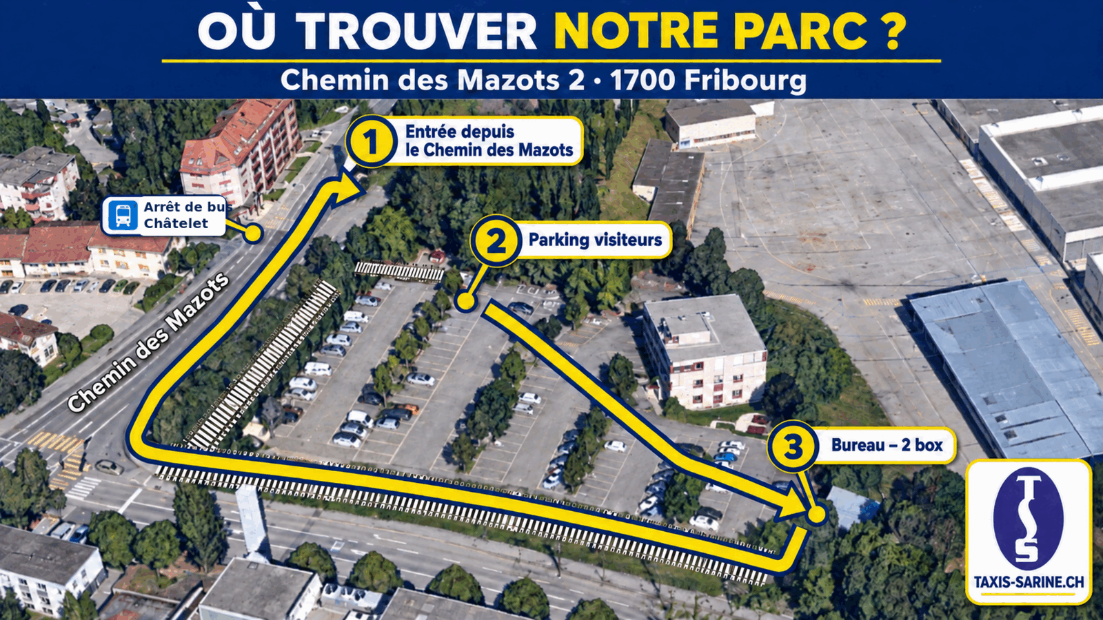 Plan d’accès au parc, Chemin des Mazots 2 à Fribourg